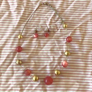 Beaded necklace and earrings set